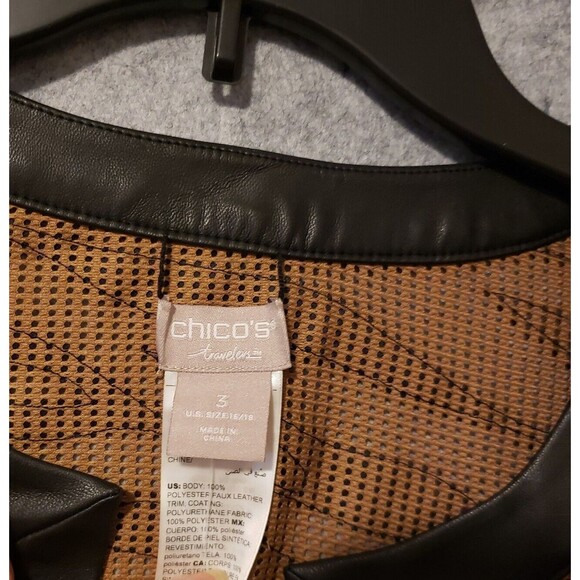 CHICOS Travelers Mesh Jacket Women's XL  Faux Leather Animal Print $149.99 NWT - Picture 12 of 14